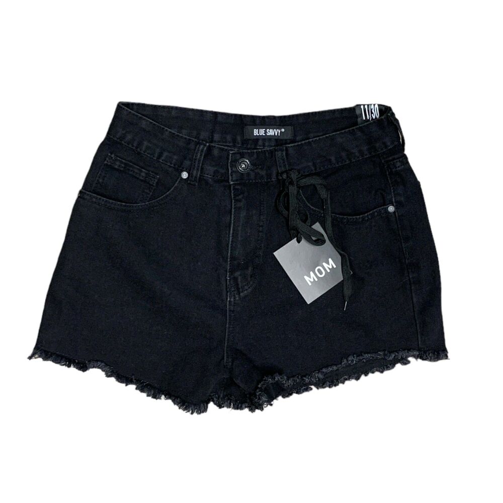 BLUE SAVVY Black Mom High Rise Jean Shorts, Size 11, NWT - Picture 1 of 10